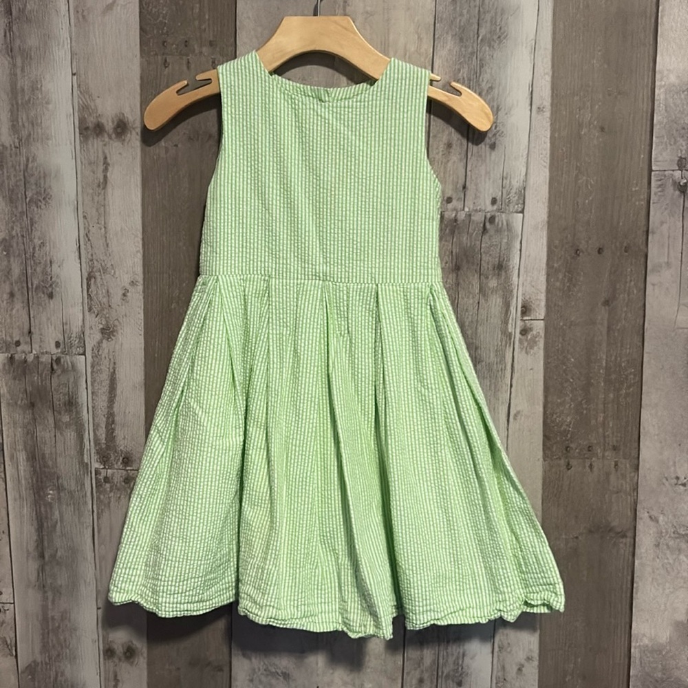Polo Ralph Lauren Green & White Seersucker Spring Sleeveless Dress 4t